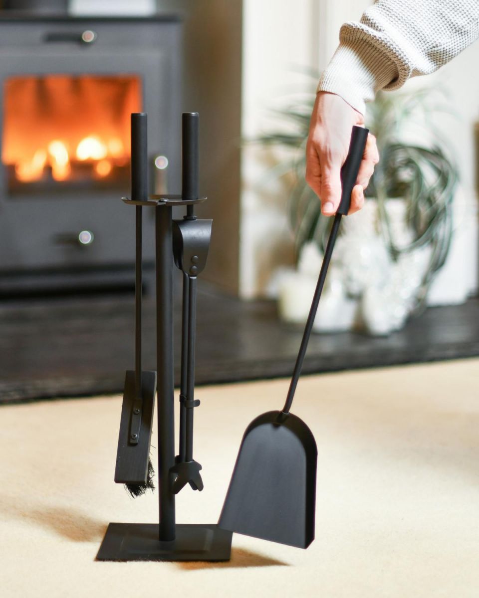 Scale Shot Of Traditional Black Slim Three Piece Companion Set