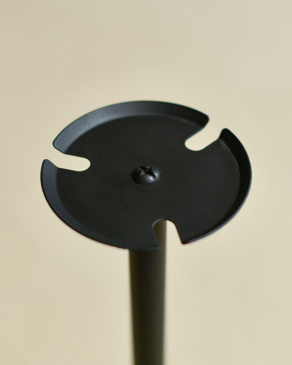 Close Up Of Traditional Black Slim Three Piece Companion Set Hanging Circle