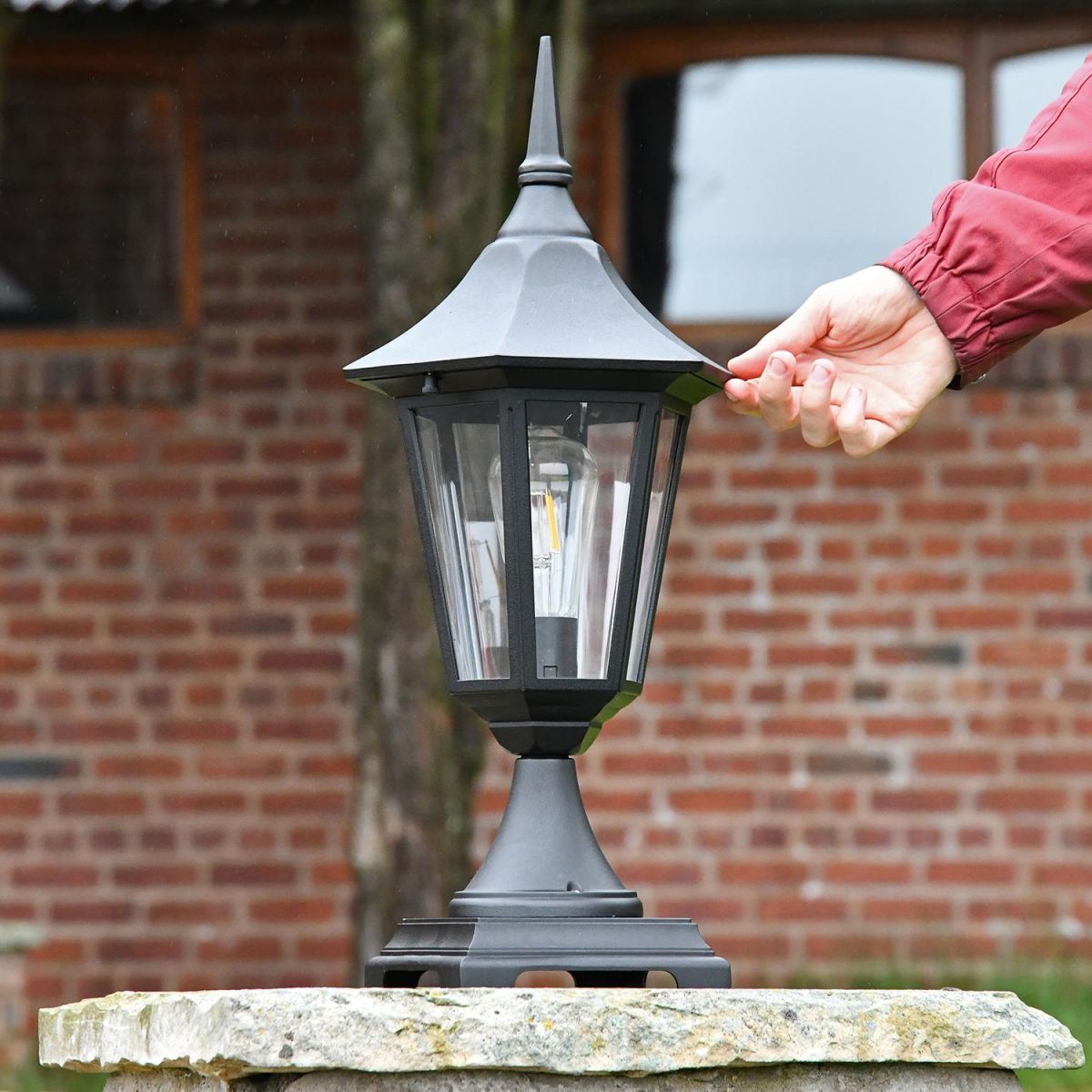 Traditional Black Tinted Pillar Light to Scale