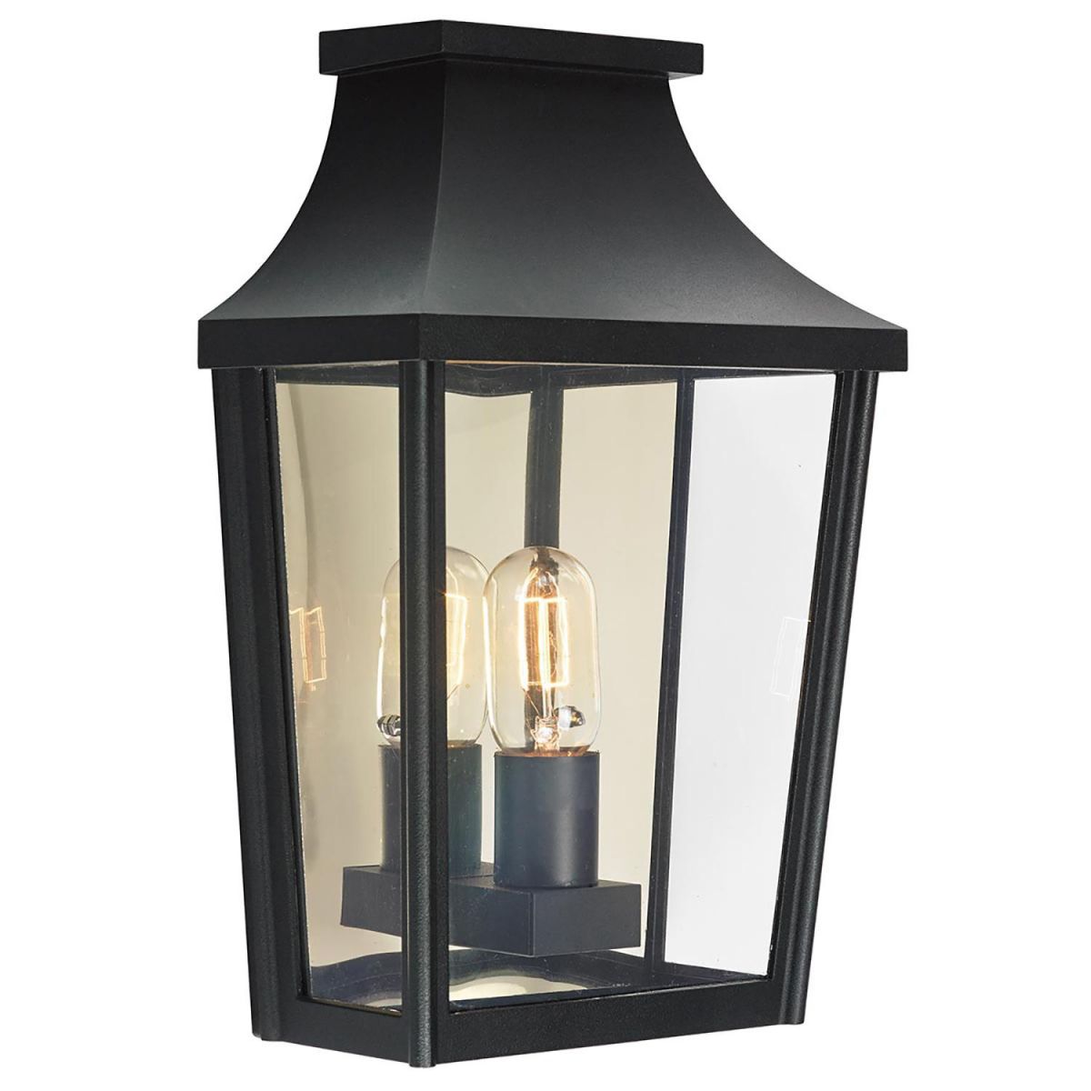 Traditional Black Victorian Flush Wall Light - 39cm