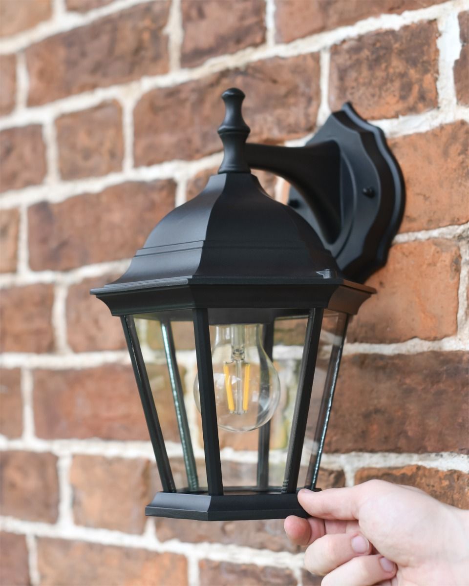 Scale Shot of Glass Pane Wall Lantern In Situ 