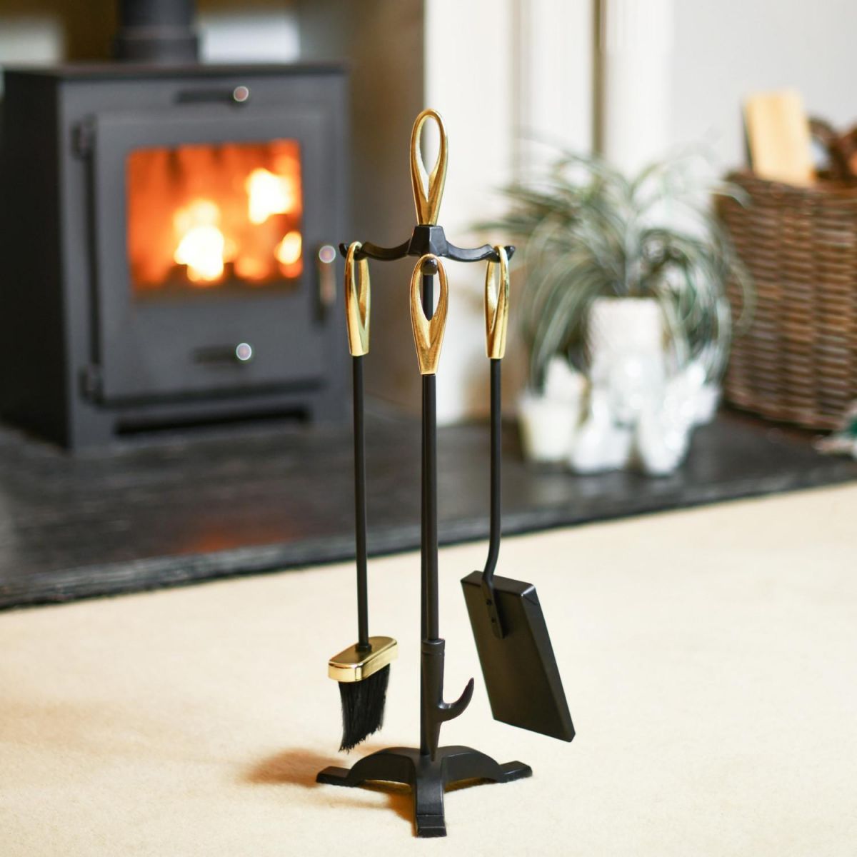 Traditional "Bucklebury" Companion Set In A Fireplace Setting