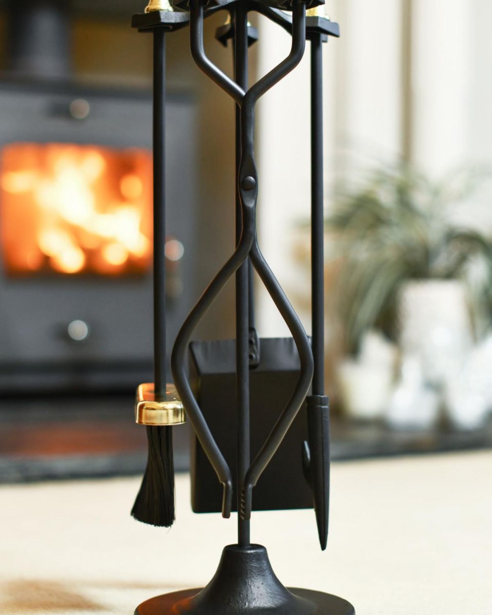 Close Up Of Traditional Cawthorne Black Companion Set Tongs