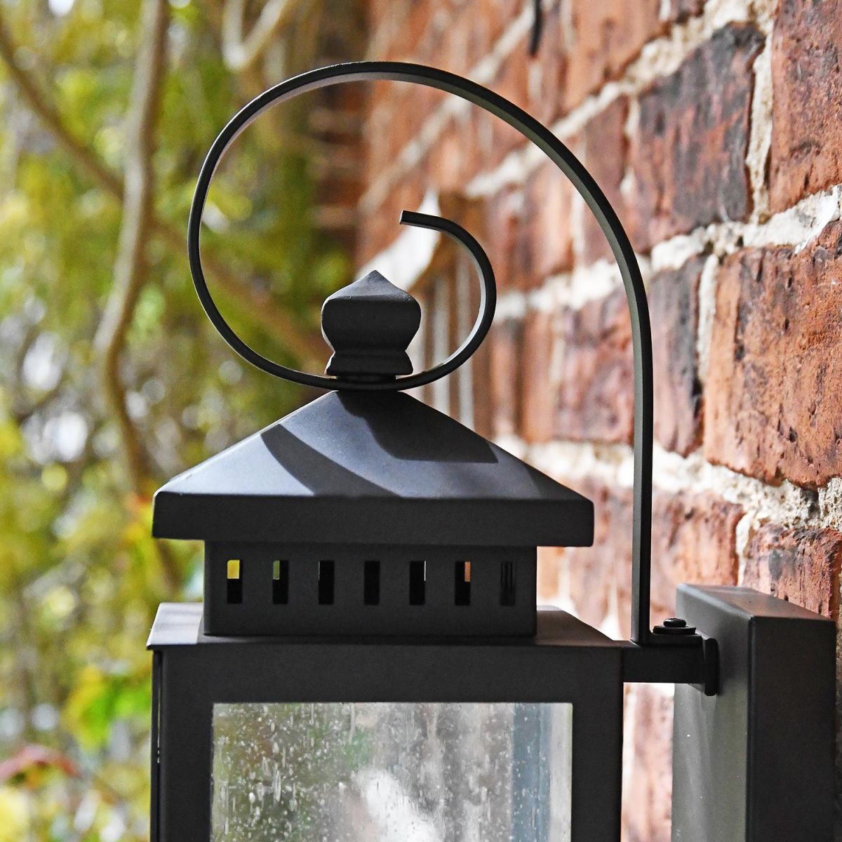 close-up of the Top of the Traditional Flush Coastal Wall Lantern