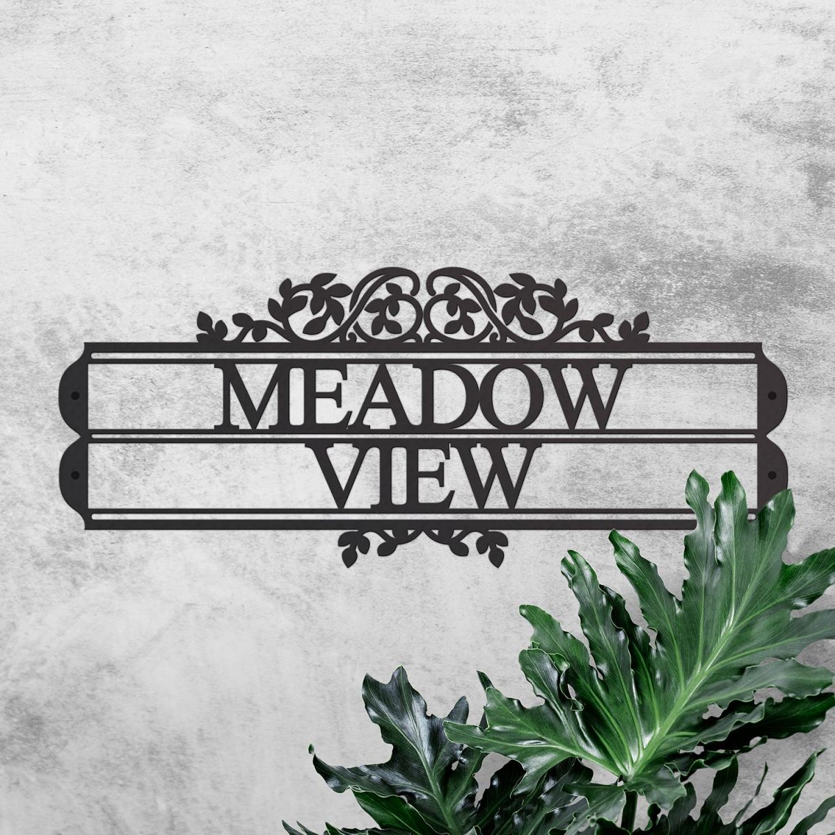 Traditional Foliage House Name Sign Finished in Black