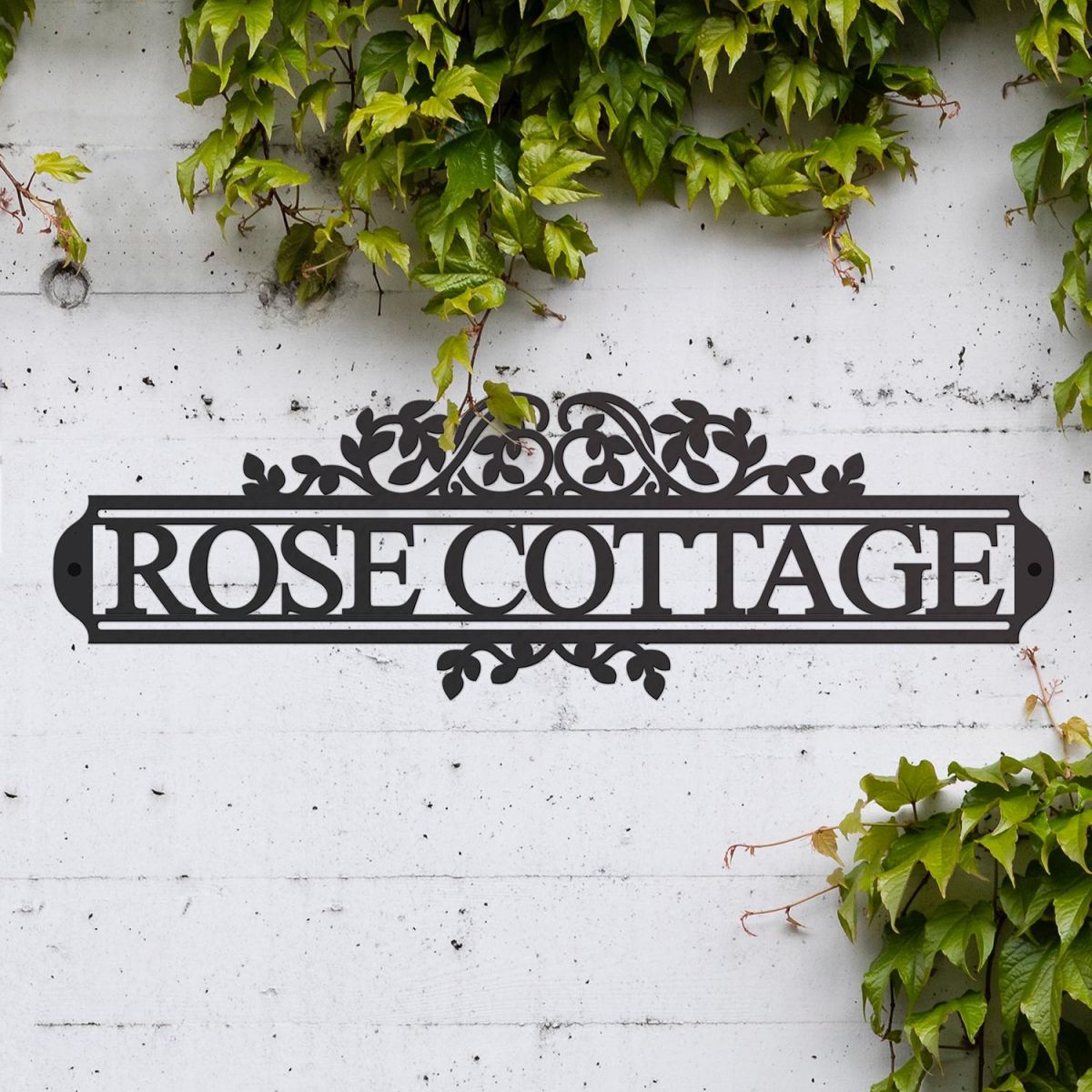 Ornate Foliage House Name Sign Displaying the House Name