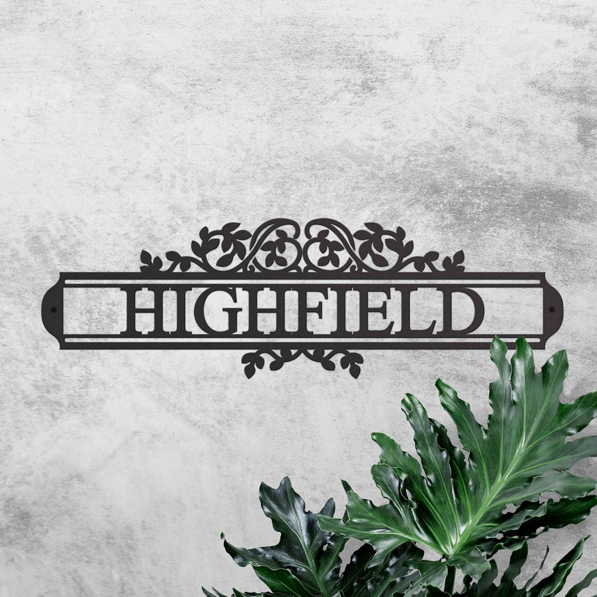 Traditional Foliage House Name Sign Finished in Black