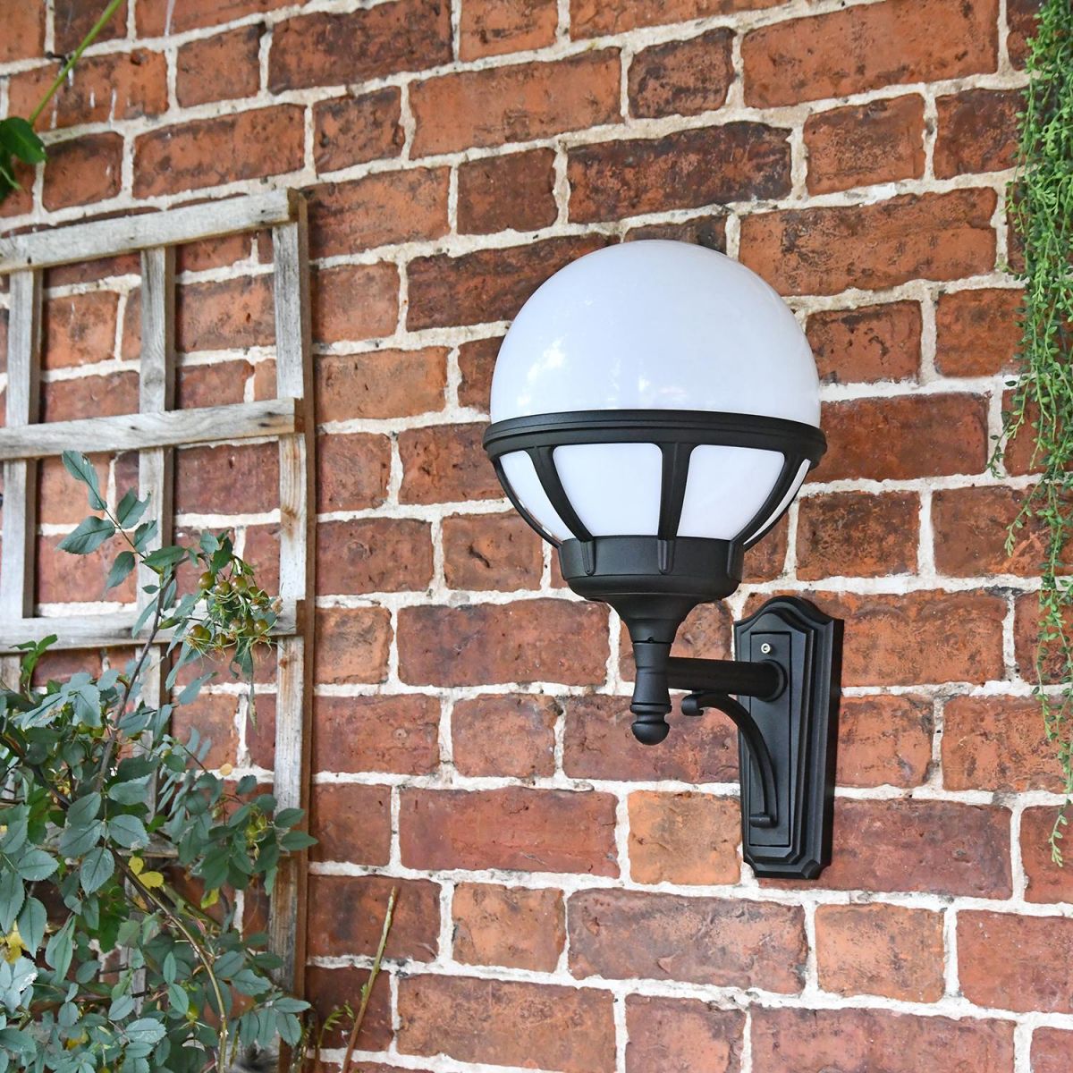 Traditional Globe Outside Wall Light in Use on a House