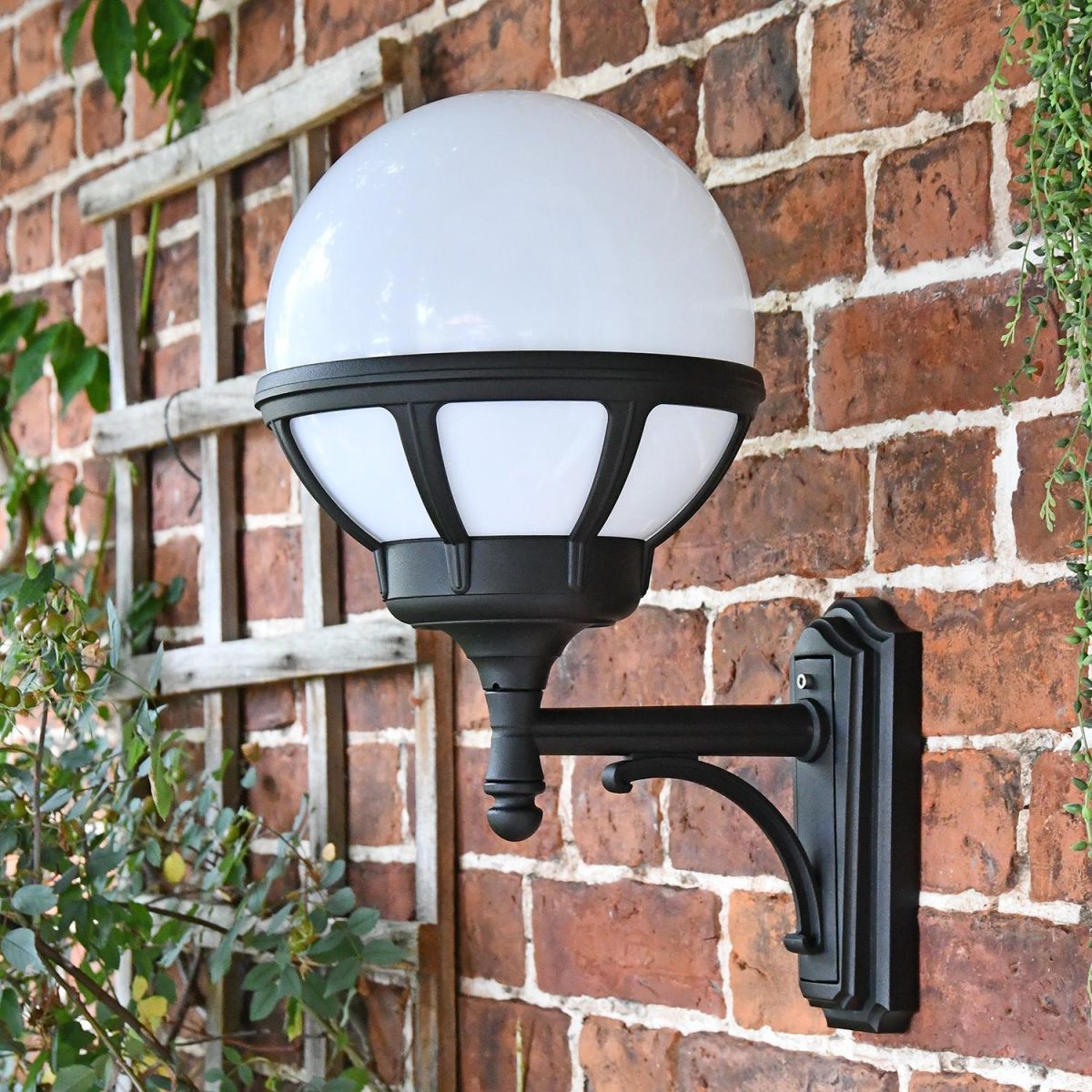 Traditional Globe Outside Wall Light Finished in Black