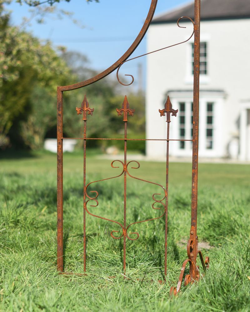 Close Up Of The Traditional Gothic Details On The Ornate "Herb Garden" Rustic Rose Arch 