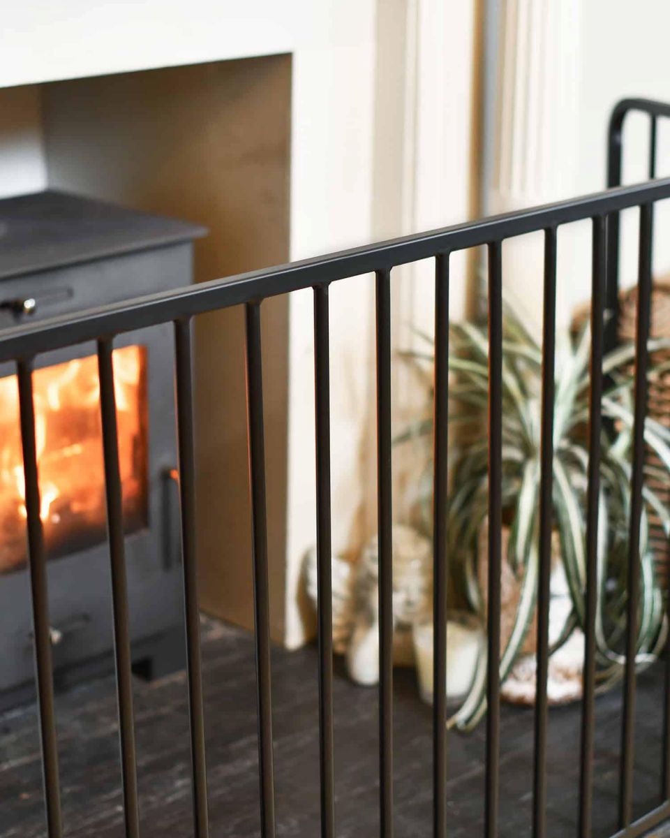 Close-Up of Traditional Large Black Nursery Fire Guard Close-Up of Traditional Large Black Nursery Fire Guard