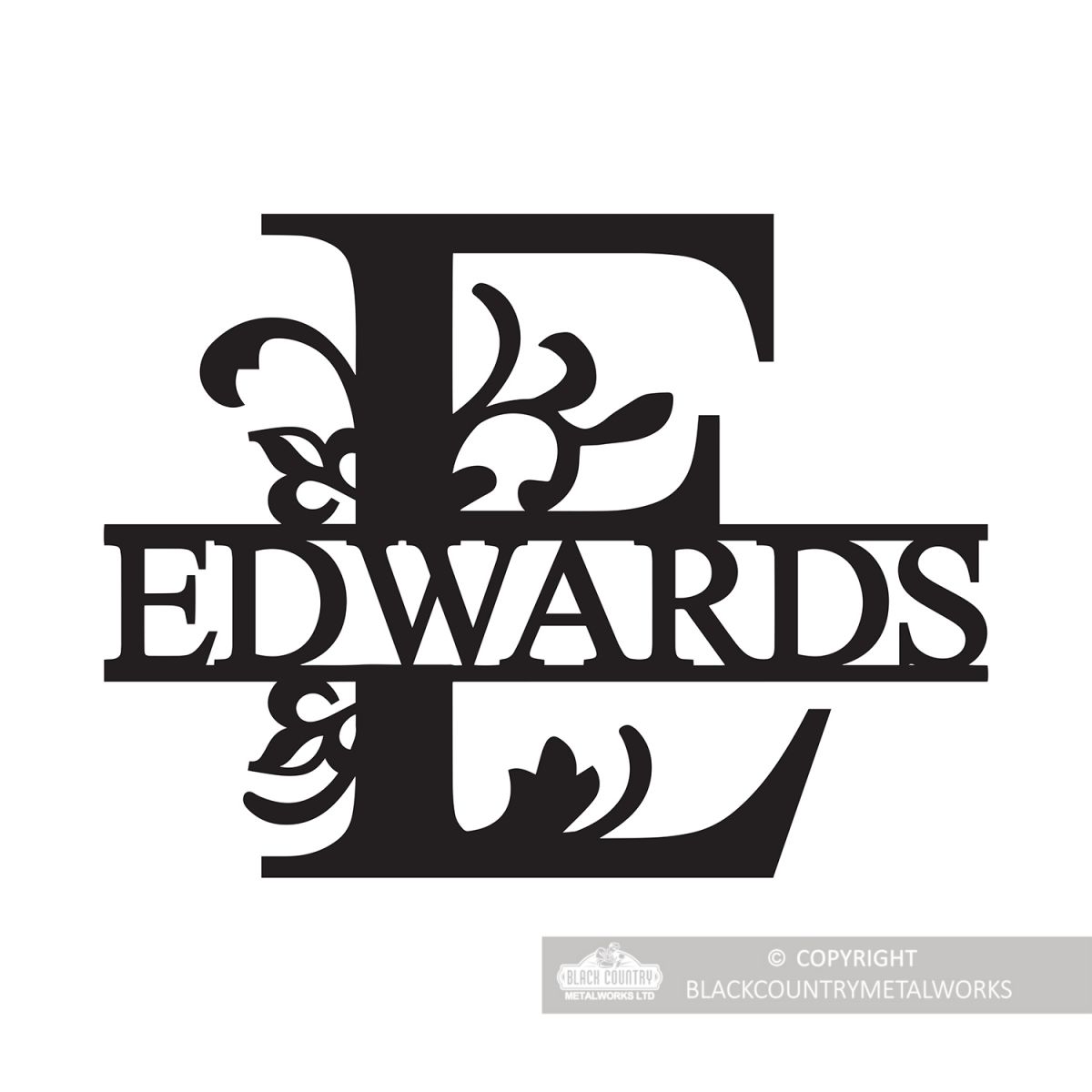 Letter E Monogram Name Sign Personalised with the Name Edwards