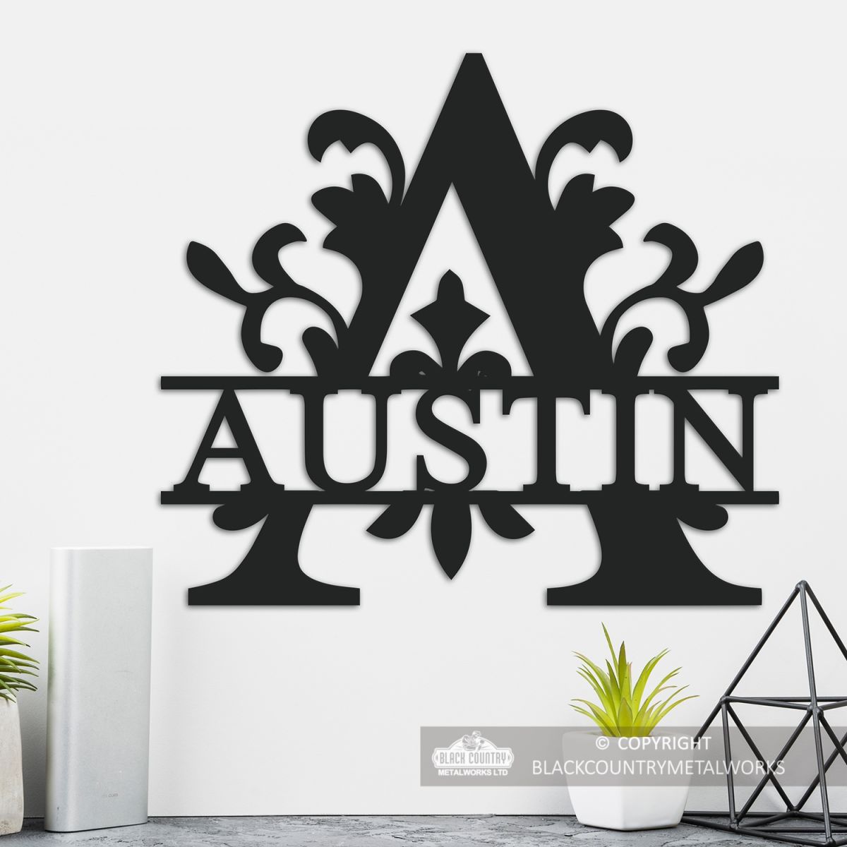 Letter A Personalised Monogram Name Sign in Situ in the Home