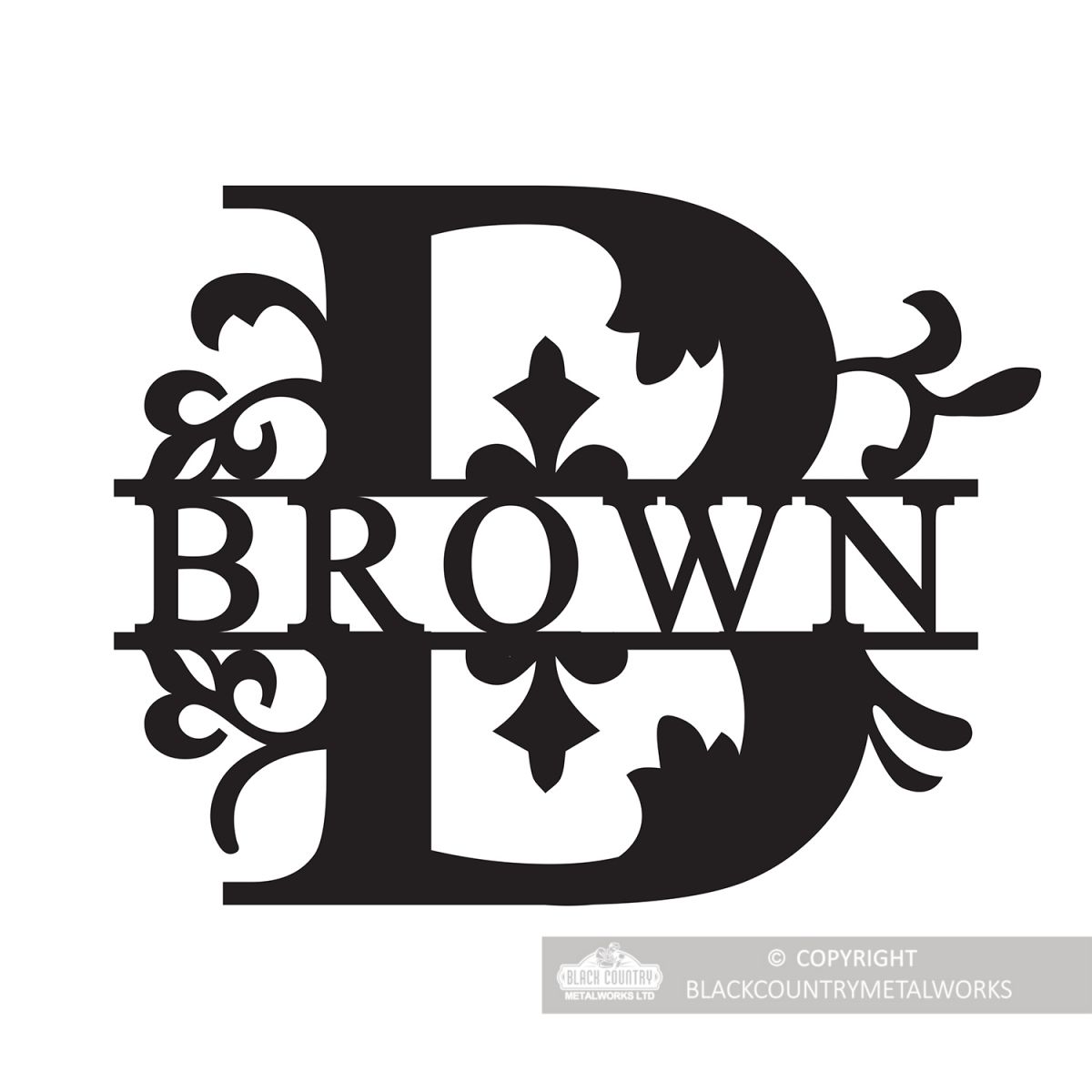 Letter B Monogram Name Sign Personalised with the Name Brown
