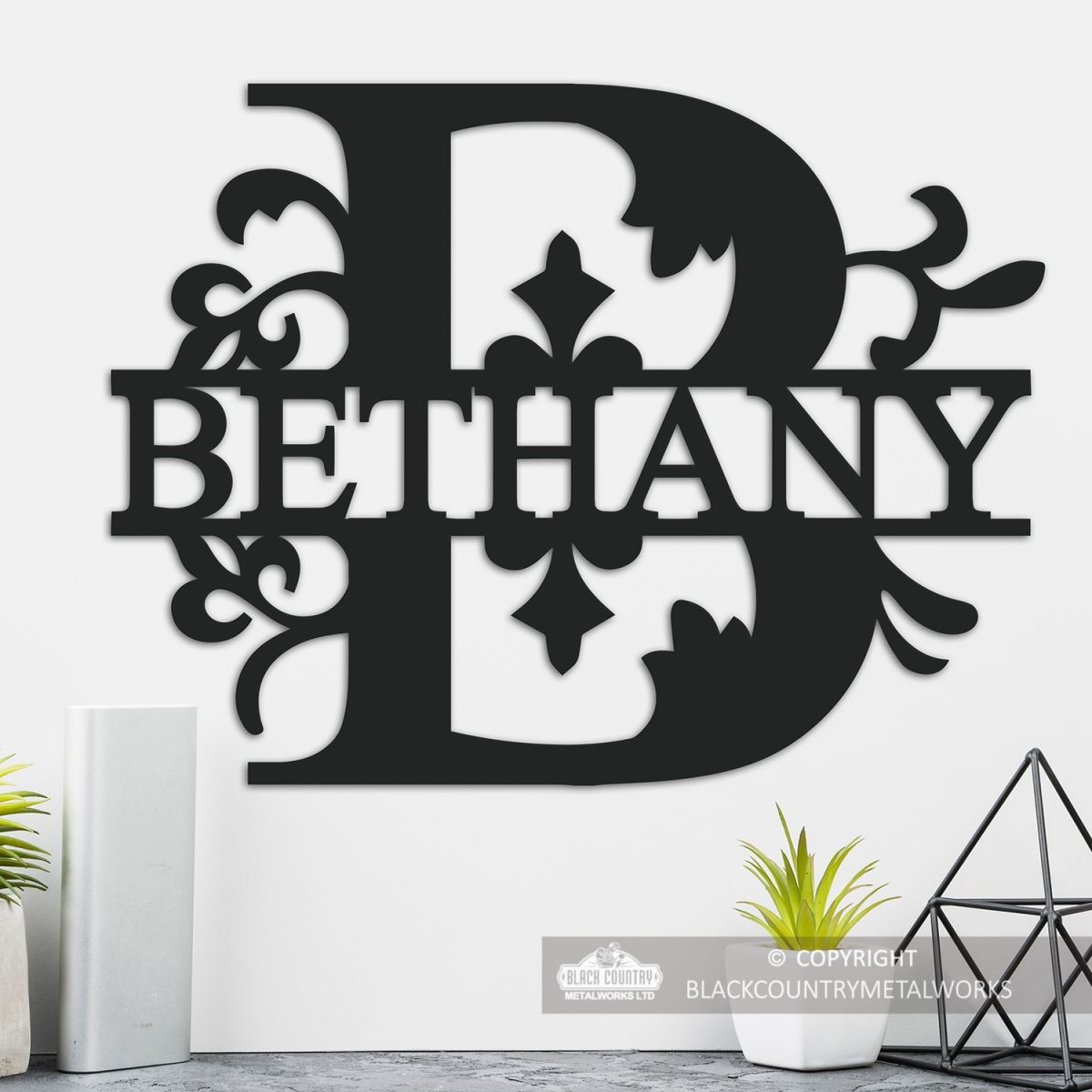 Letter B Personalised Monogram Name Sign in Situ in the Home