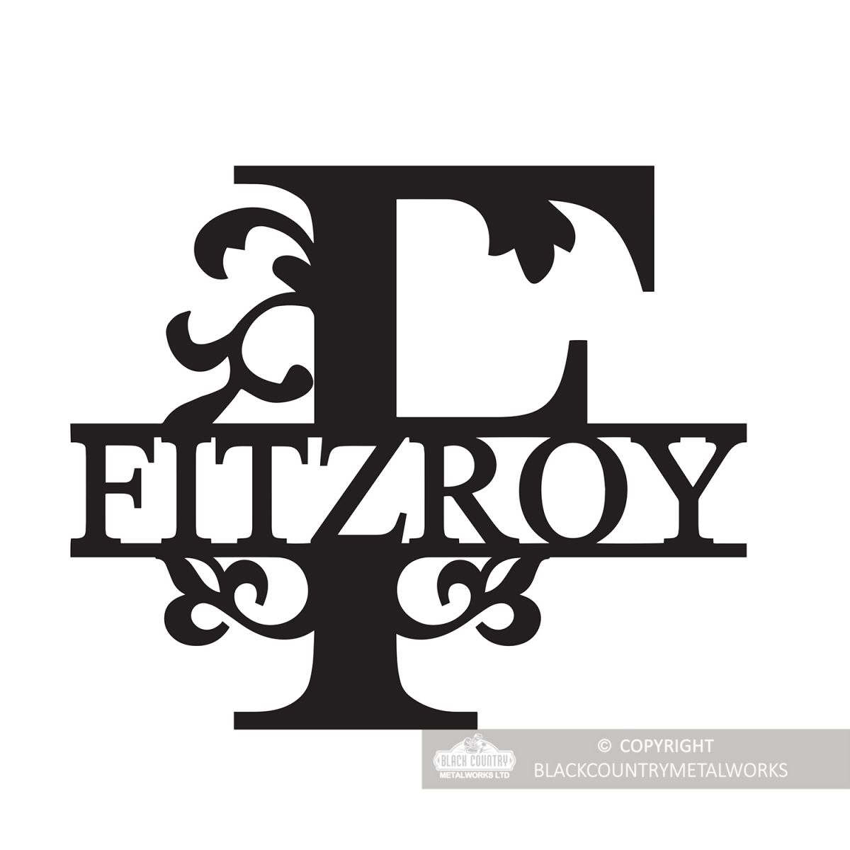 Letter F Monogram Name Sign Personalised with the Name Fitzroy