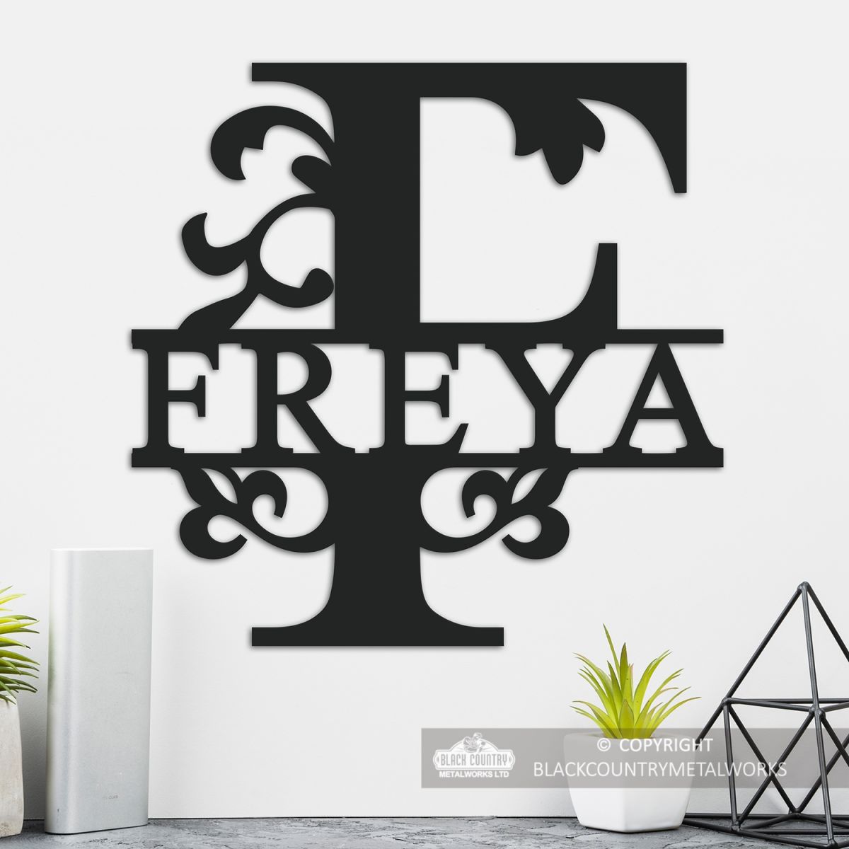 Letter F Personalised Monogram Name Sign in Situ in the Home