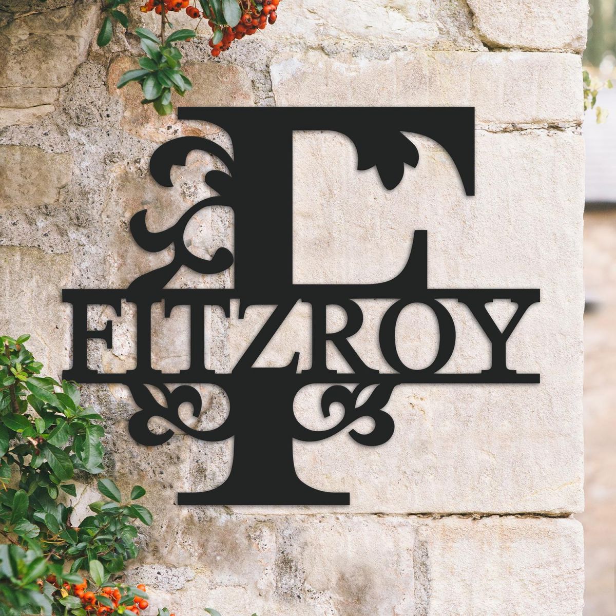 Traditional Personalised Monogram Name Sign on a Brick Wall