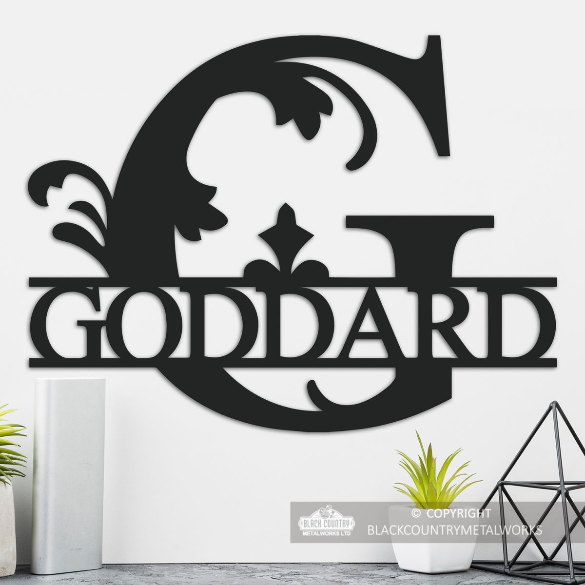 Letter G Personalised Monogram Name Sign in Situ in the Home