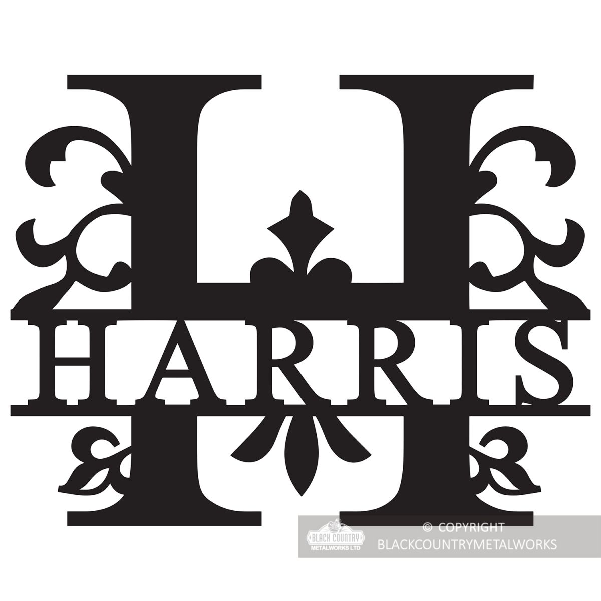 Letter H Monogram Name Sign Personalised with the Name Harris