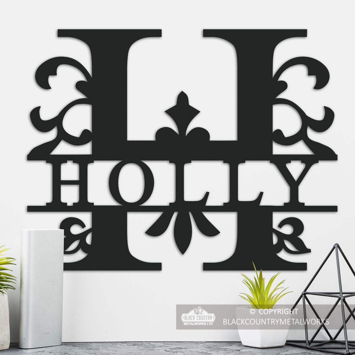 Letter H Personalised Monogram Name Sign in Situ in the Home