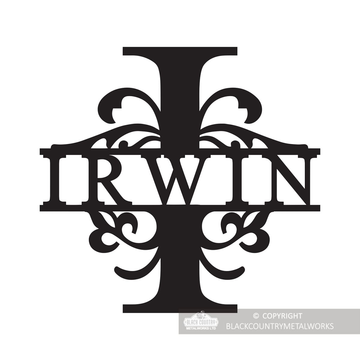 Letter I Monogram Name Sign Personalised with the Name Irwin Letter I Monogram Name Sign Personalised with the Name Irwin