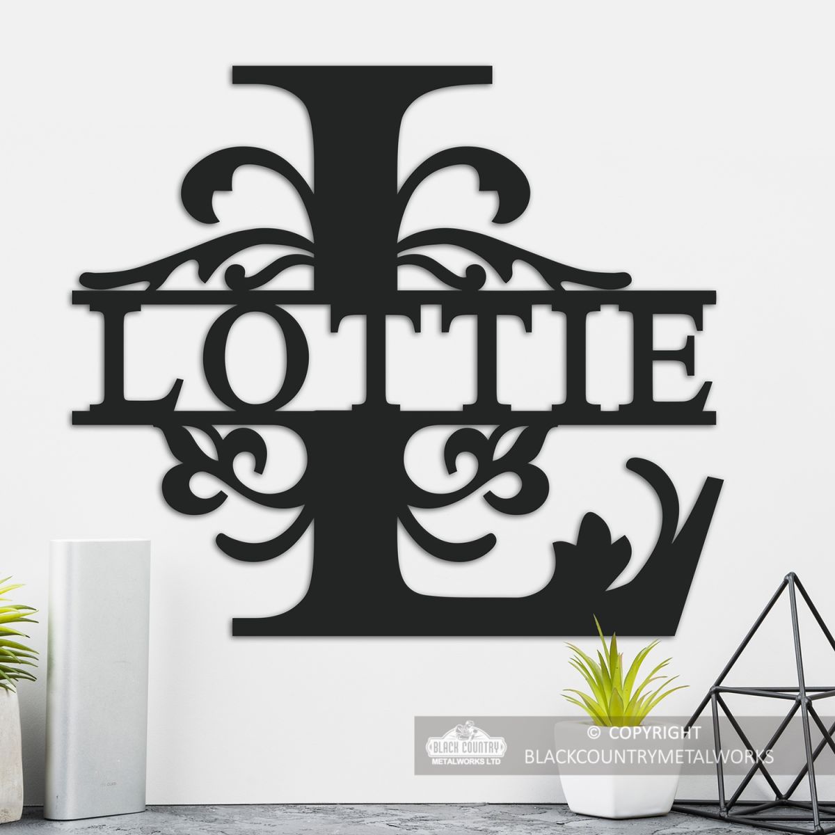 Letter L Personalised Monogram Name Sign in Situ in the Home