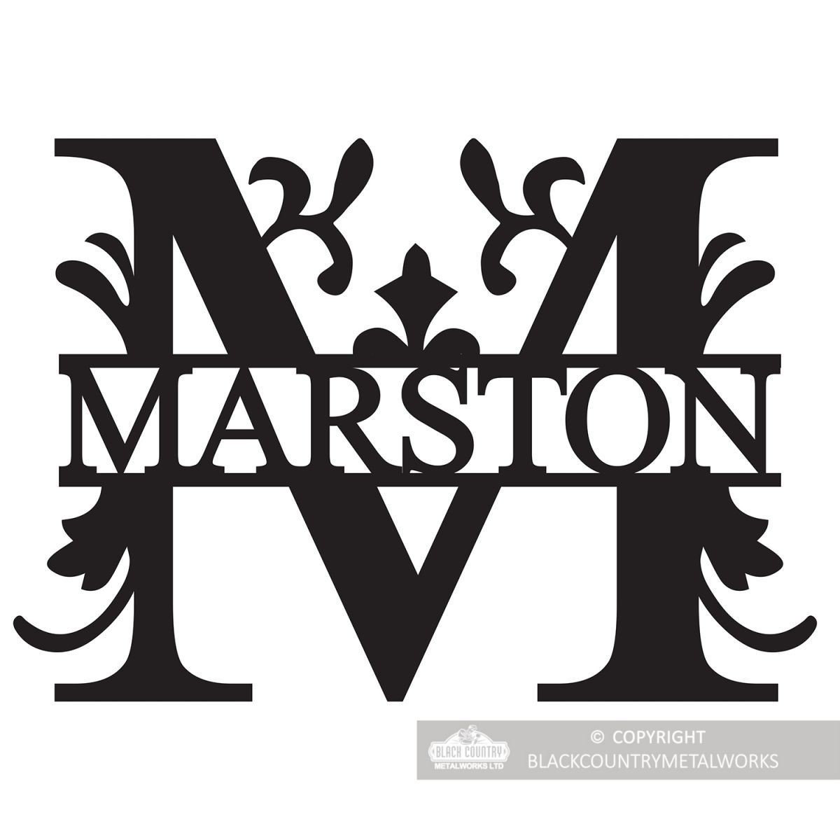 Letter M Monogram Name Sign Personalised with the Name Marston