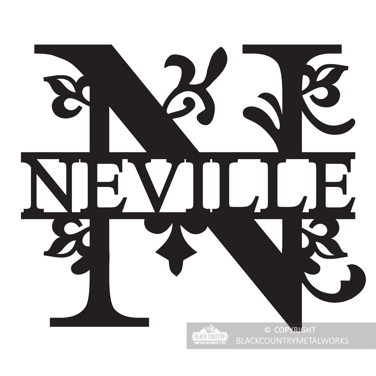 Letter N Monogram Name Sign Personalised with the Name Neville Letter N Monogram Name Sign Personalised with the Name Neville
