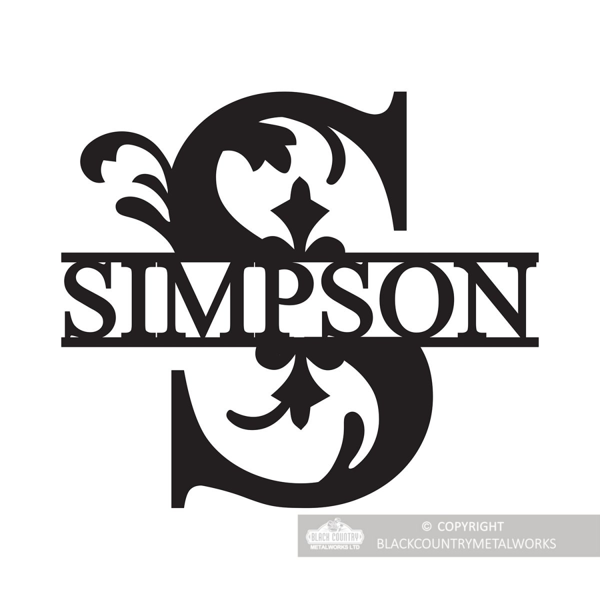 Letter S Monogram Name Sign Personalised with the Name Simpson