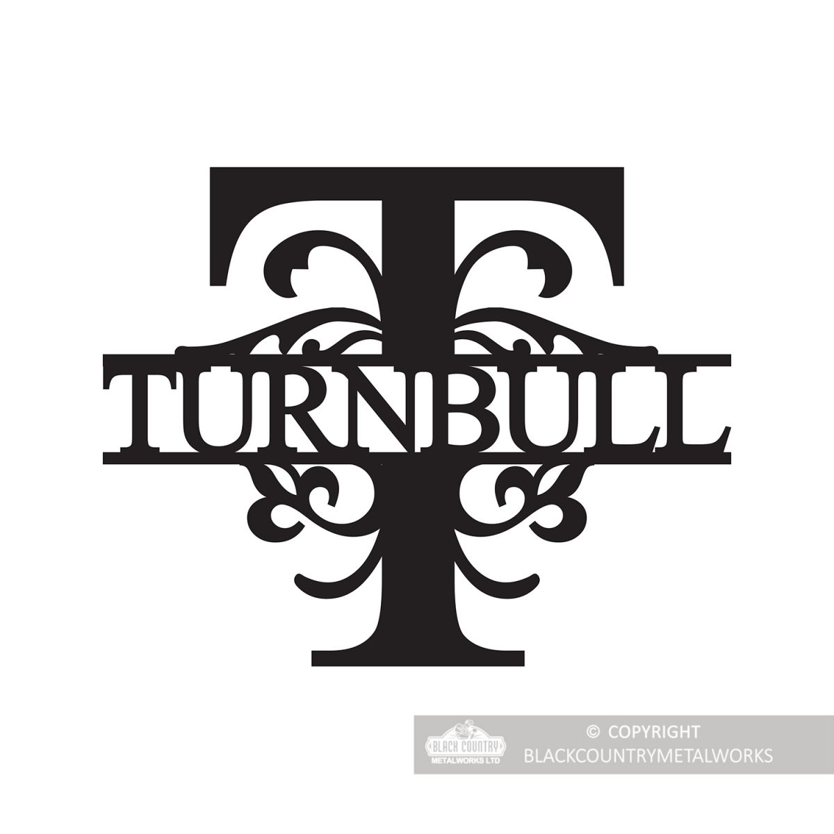 Letter T Monogram Name Sign Personalised with the Name Turnbull