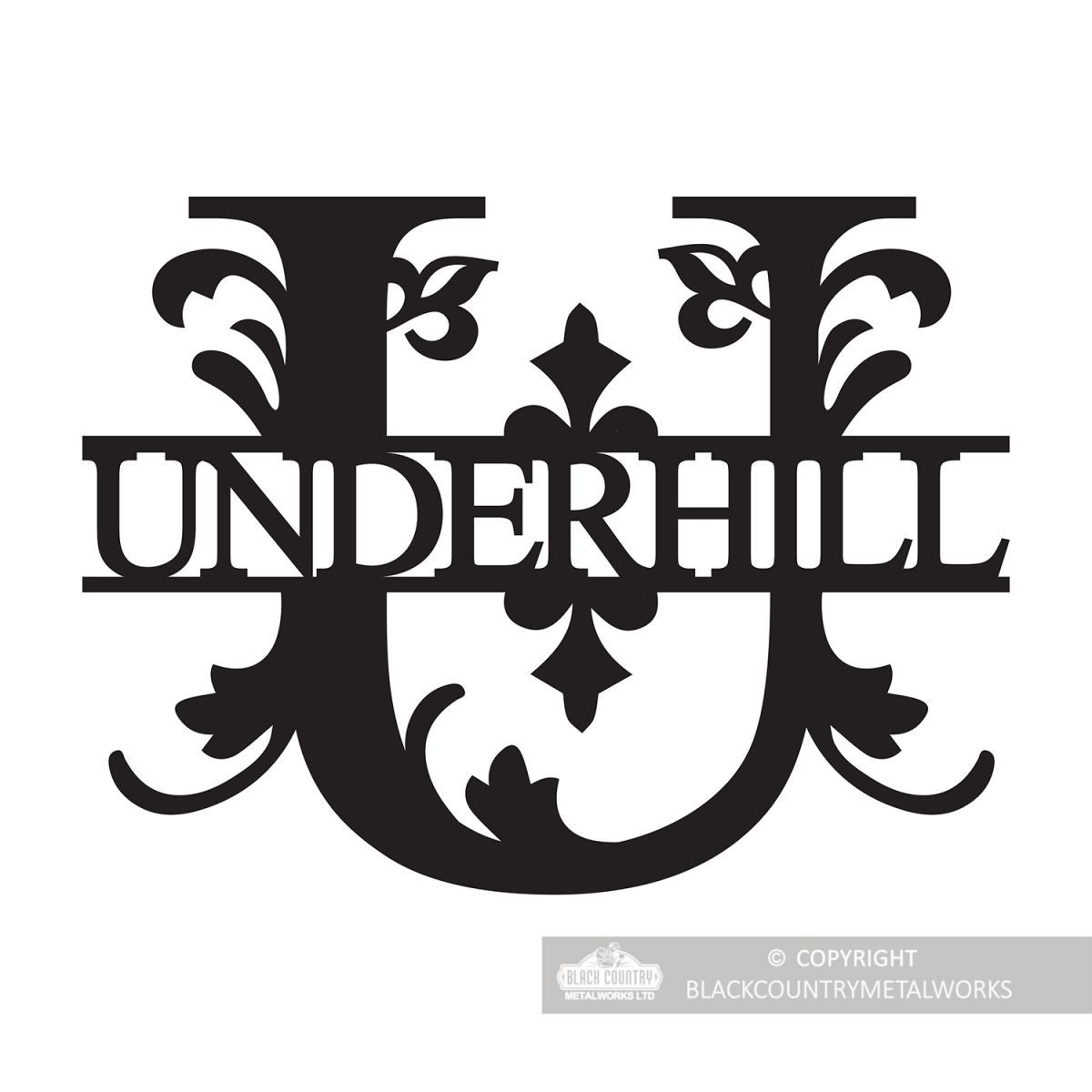 Letter U Monogram Name Sign Personalised with the Name Underhill