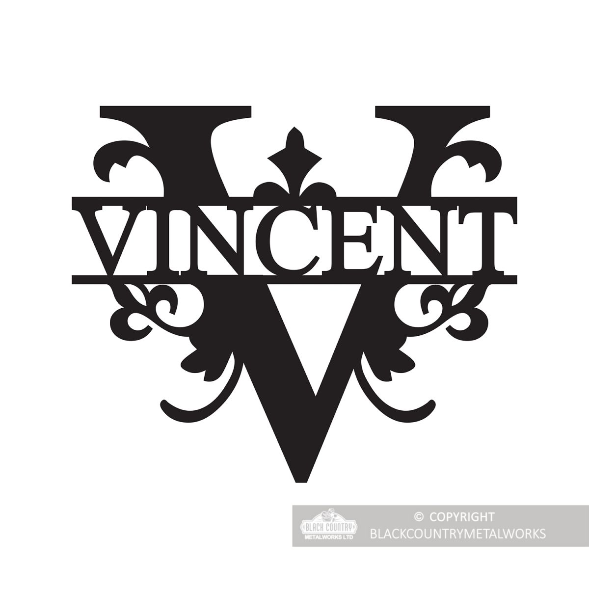 Letter V Monogram Name Sign Personalised with the Name Vincent