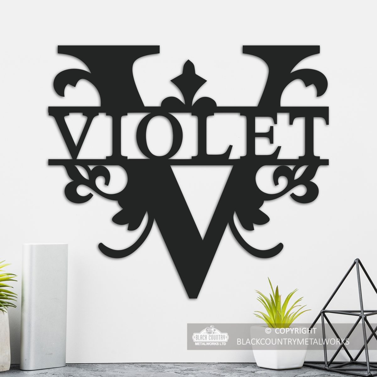 Letter V Personalised Monogram Name Sign in Situ in the Home