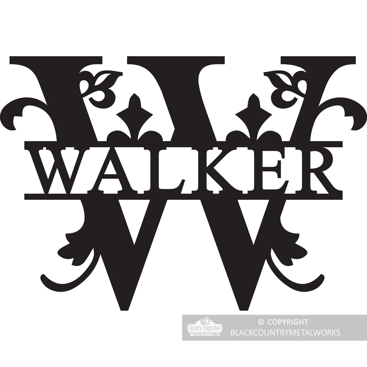 Letter W Monogram Name Sign Personalised with the Name Walker