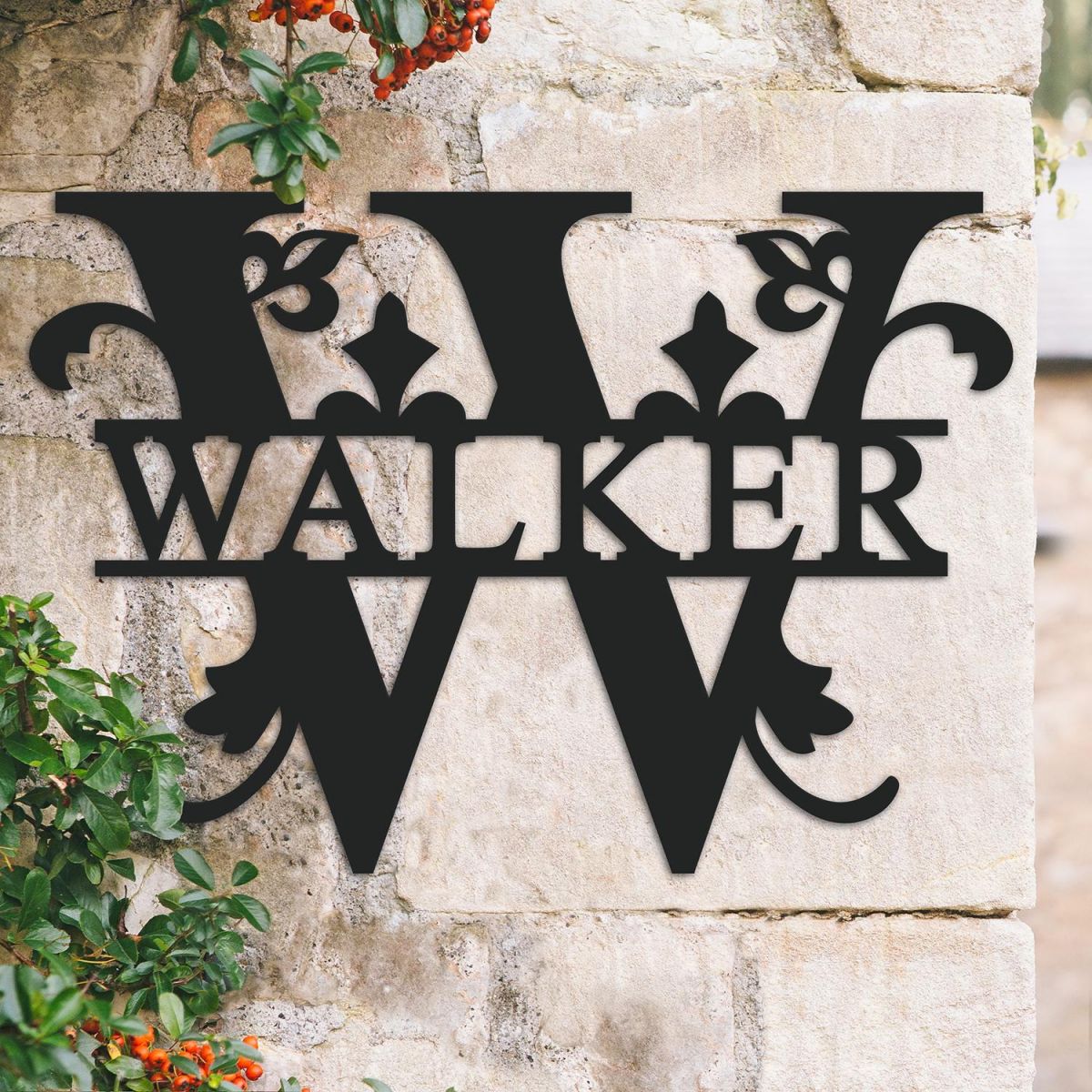 Traditional Personalised Monogram Name Sign on a Brick Wall