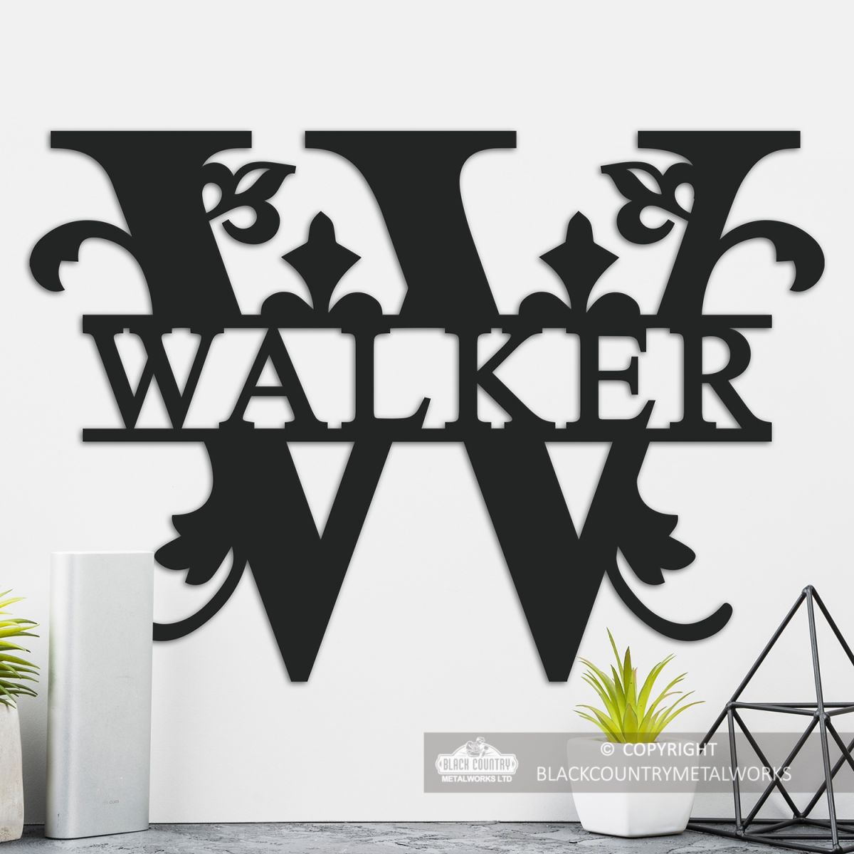 Letter W Personalised Monogram Name Sign in Situ in the Home