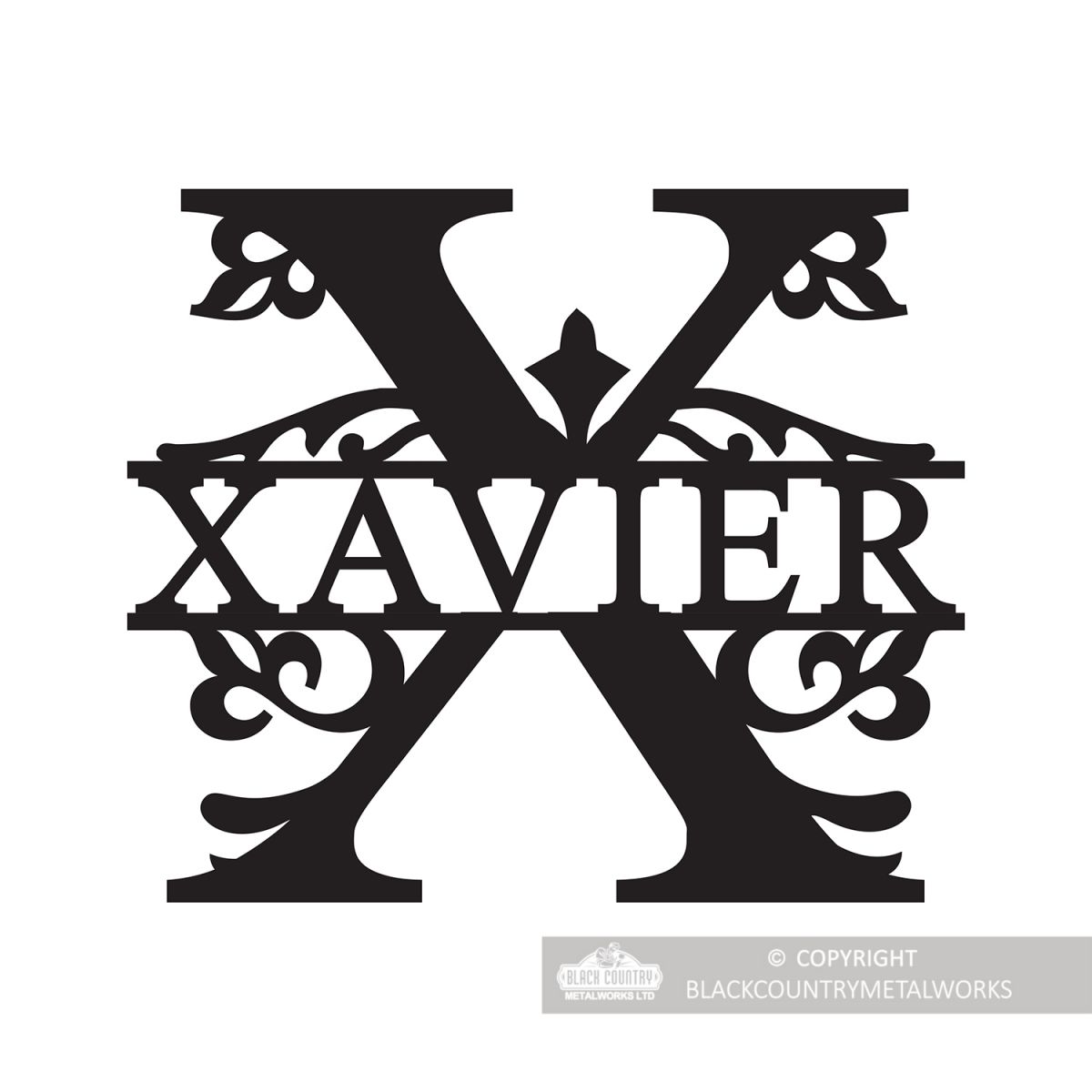 Letter X Monogram Name Sign Personalised with the Name Xavier