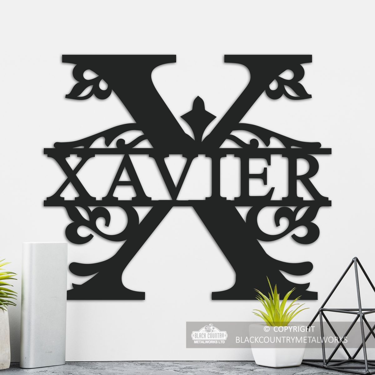 Letter X Personalised Monogram Name Sign in Situ in the Home