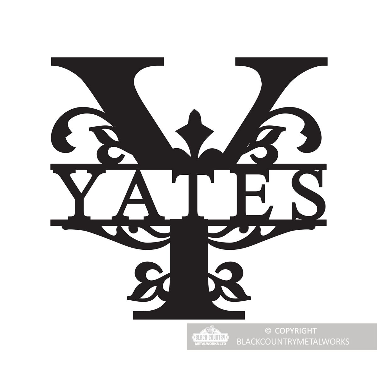 Letter Y Monogram Name Sign Personalised with the Name Yates