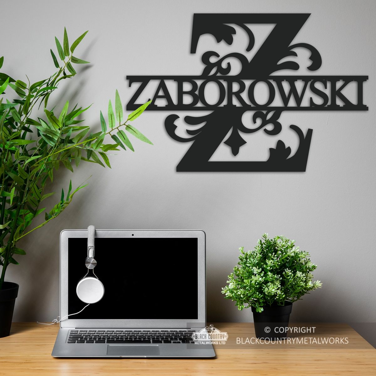 Letter Z Monogram Name Sign in Situ in the Office