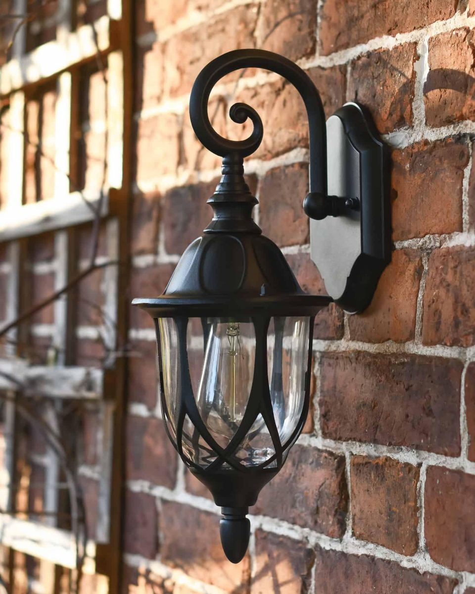 Traditional Ornate "Clear Glass" Victorian Top Fix Wall Lantern