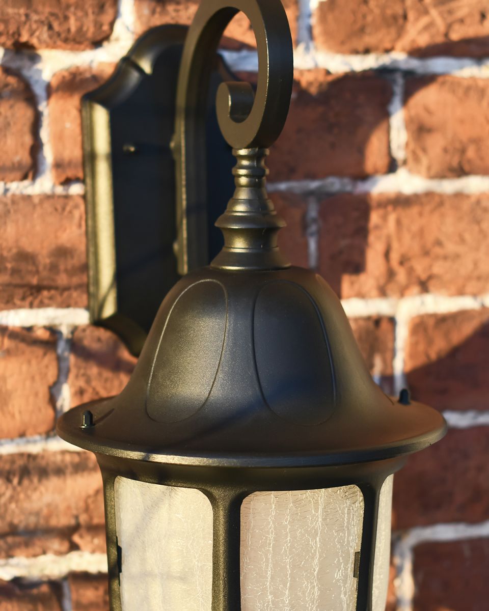 Close-up of the Matt Black Finish on the Top of the Wall Lantern Close-up of the Matt Black Finish on the Top of the Wall Lantern