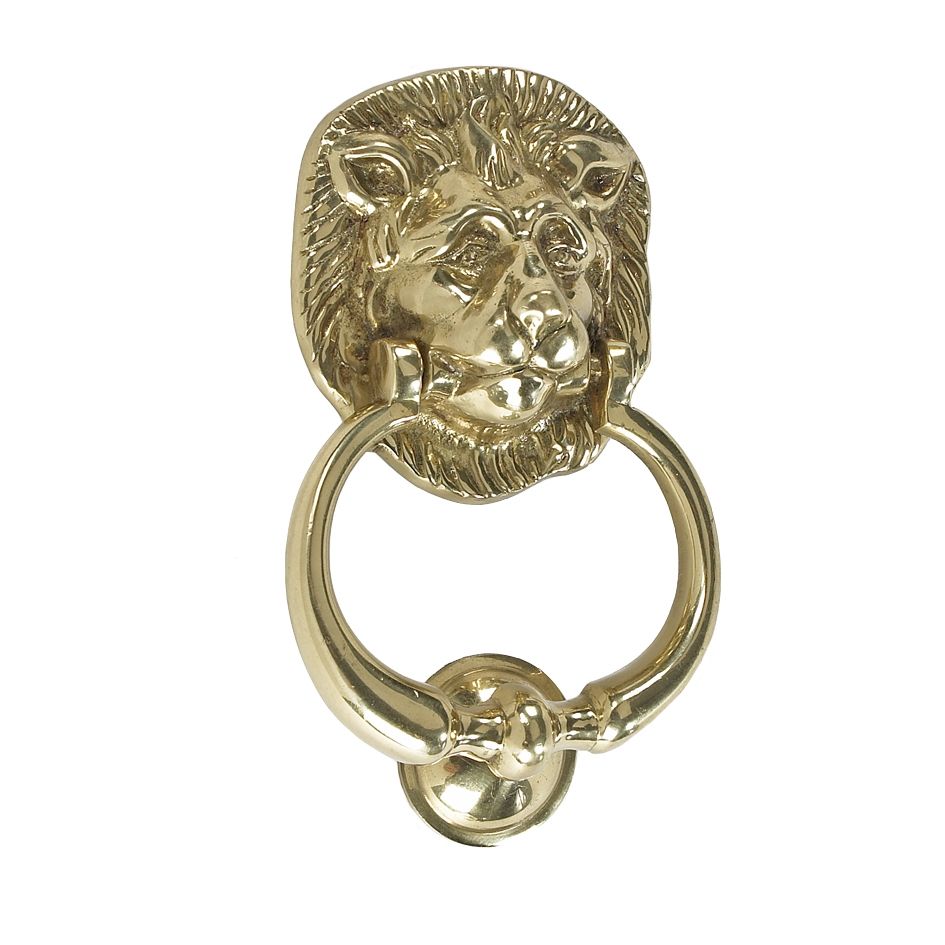 Traditional Lion Door Knocker Created from a Polished Brass