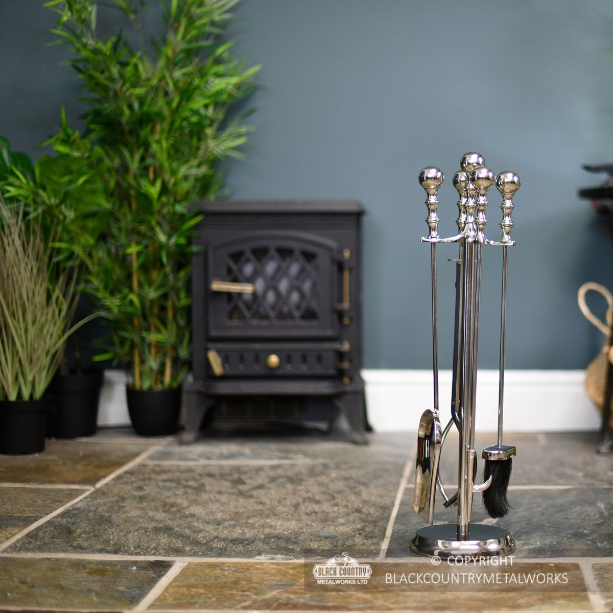 Traditional Four Tool Companion Set in Situ Next to the fire Place Traditional Four Tool Companion Set in Situ Next to the fire Place