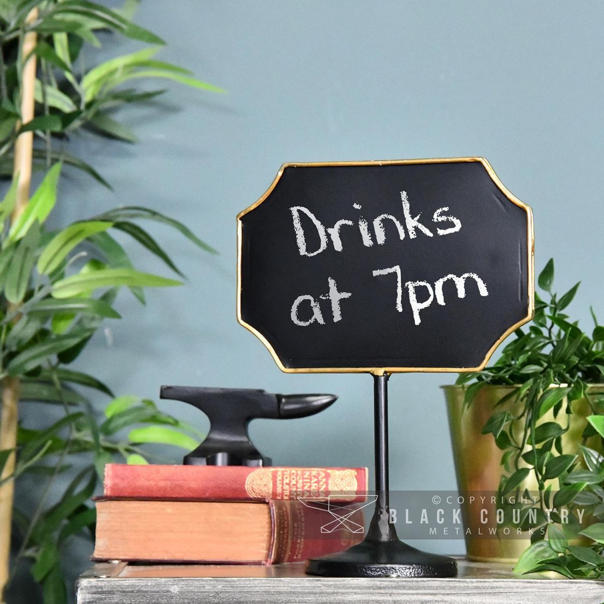 Free Standing Table Top Antique Bronze Vintage Chalk Board