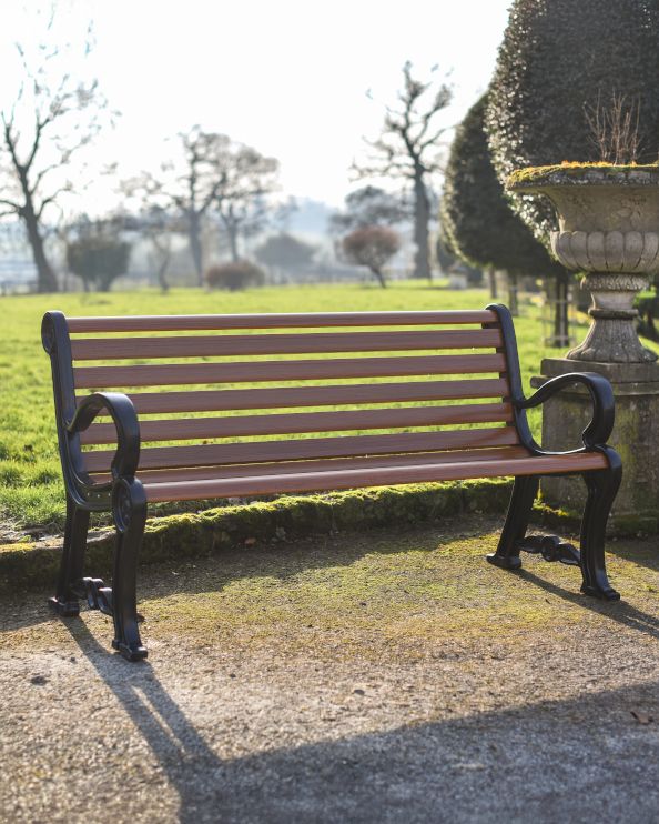 Traditional Wood & Wrought Iron "Denford" Park Bench
