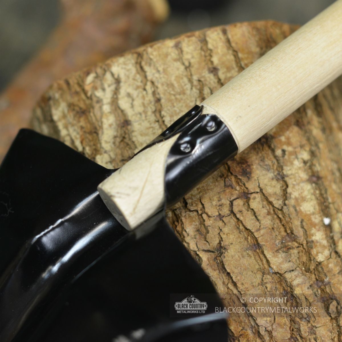 Traditional Wooden Handle Shovel Close Up