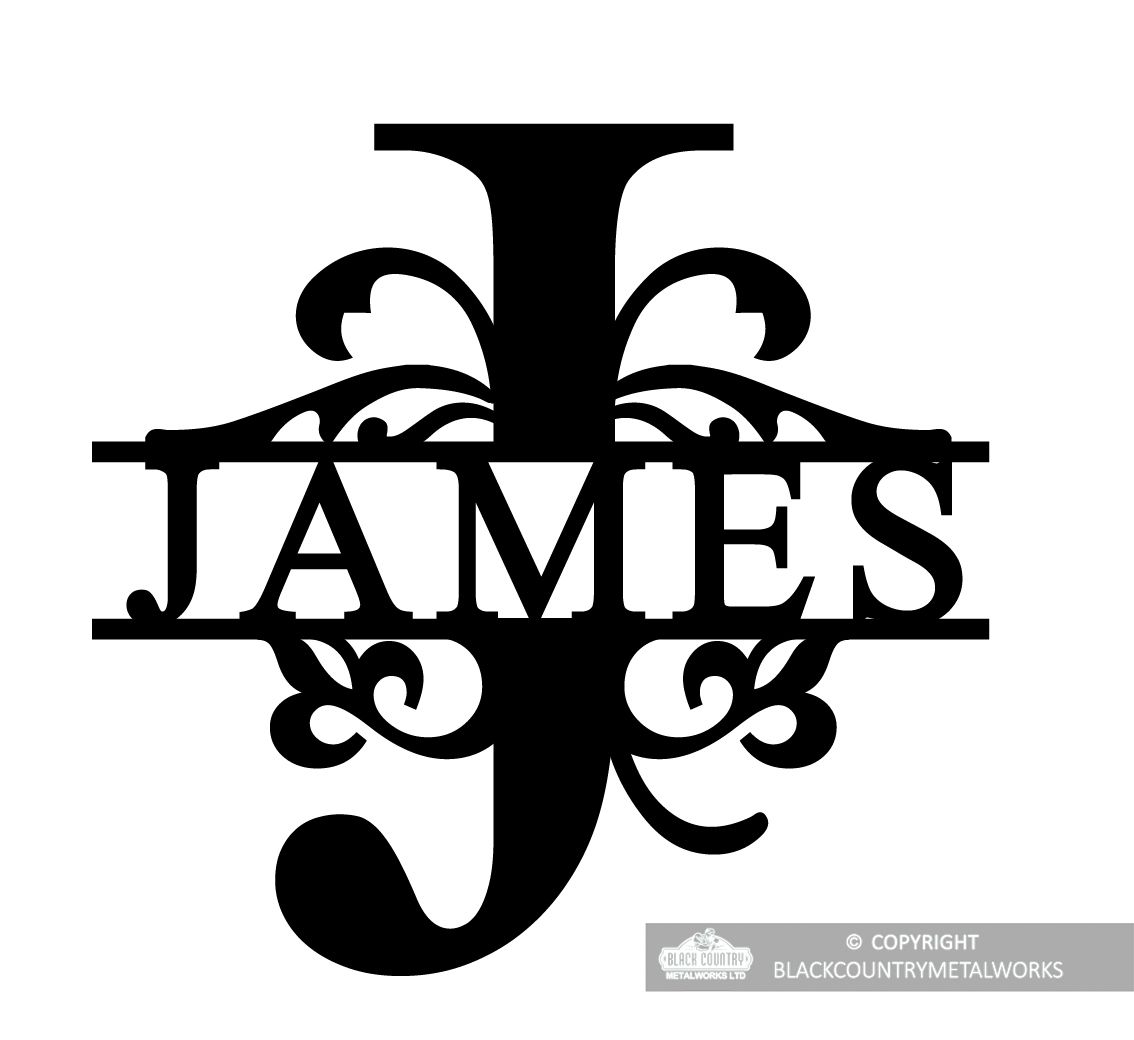 Letter J Monogram Name Sign Personalised with the Name James