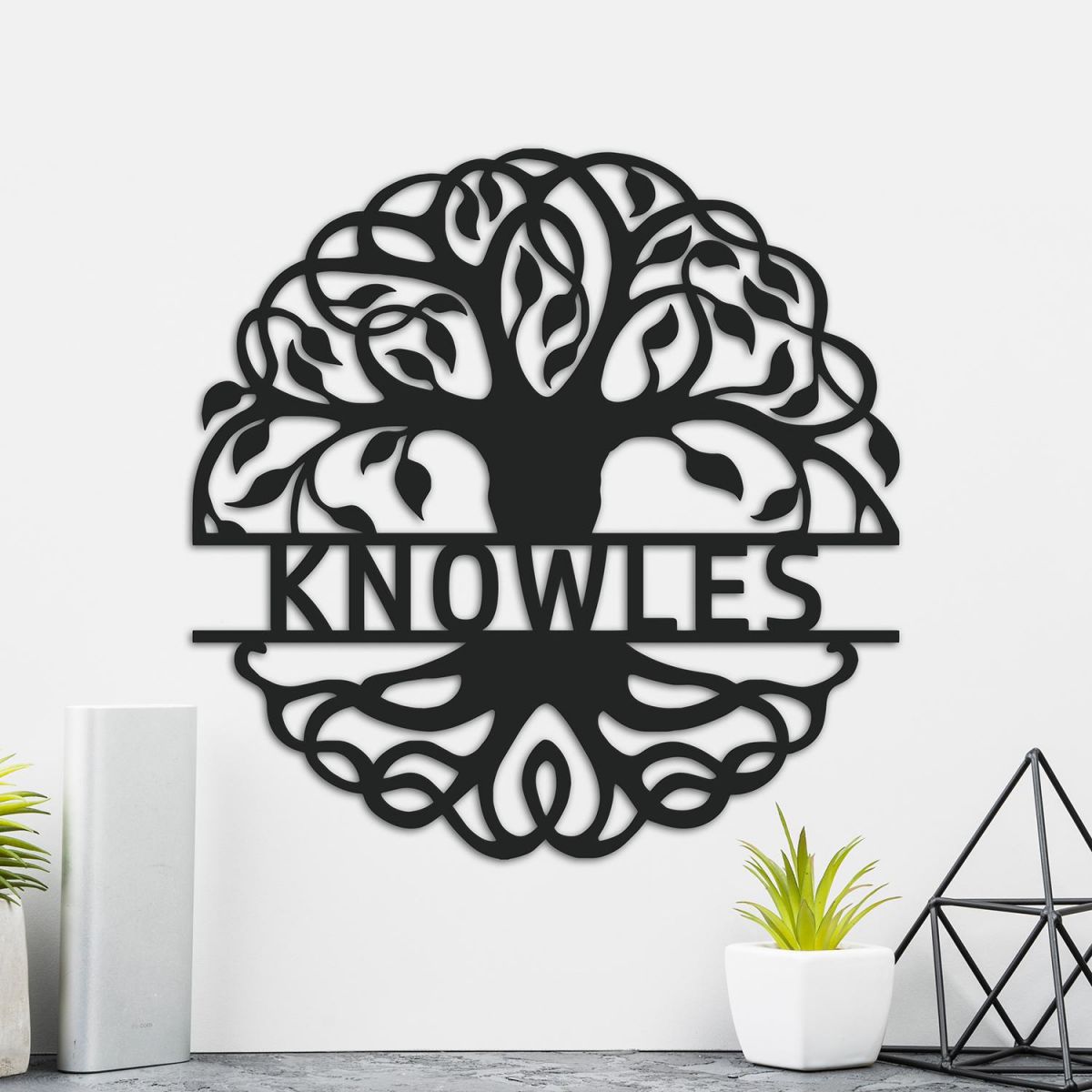 Tree of Life Steel Monogram Name Sign Being Used as Wall Art Inside the Home Tree of Life Steel Monogram Name Sign Being Used as Wall Art Inside the Home